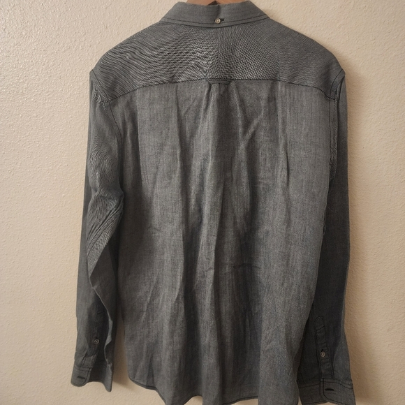 True Religion Slim Herringbone Button Down Long Sleeve Shirt Mens Large - Picture 10 of 10